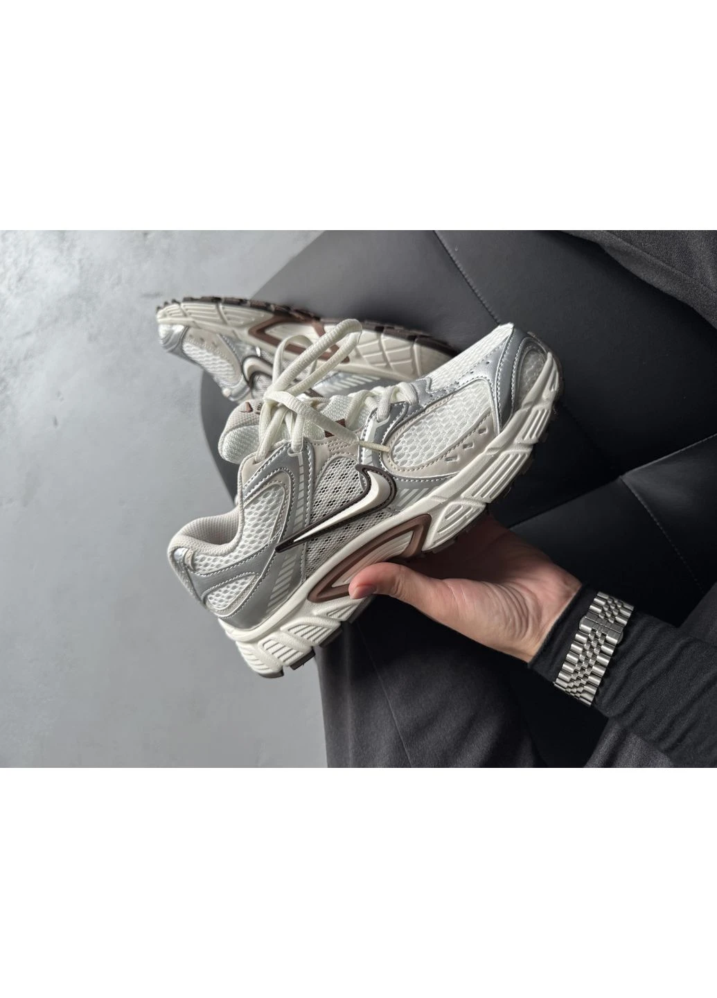 Белые летние кроссовки nike v5 rnr white/silver/brown найк в5 No Brand