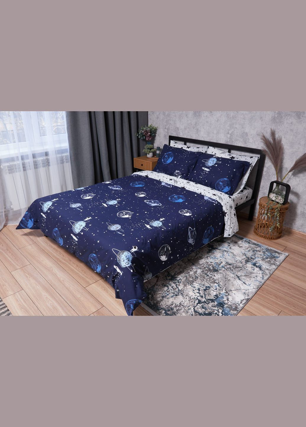 Комплект постельного белья Ranforce Elite «» евро 200х220 наволочки 4х50х70 (MS-820001716) Moon&Star Cosmos (285717571)