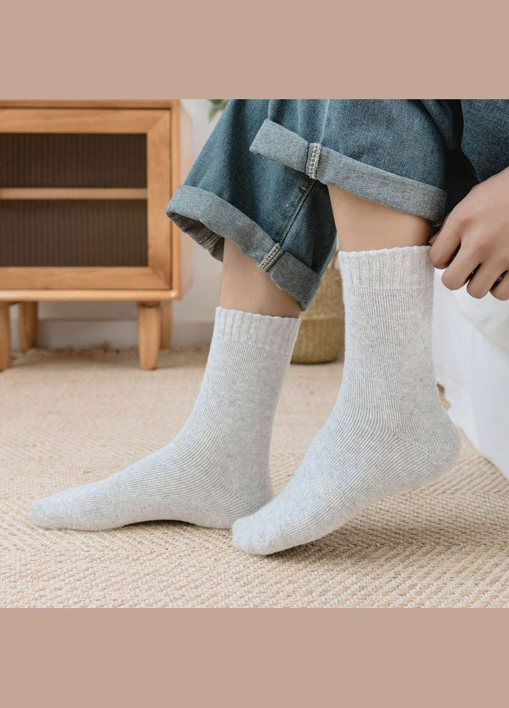 Світло-сірі шкарпетки махрові зимові c світло-сірі 3631 one size (335019754)