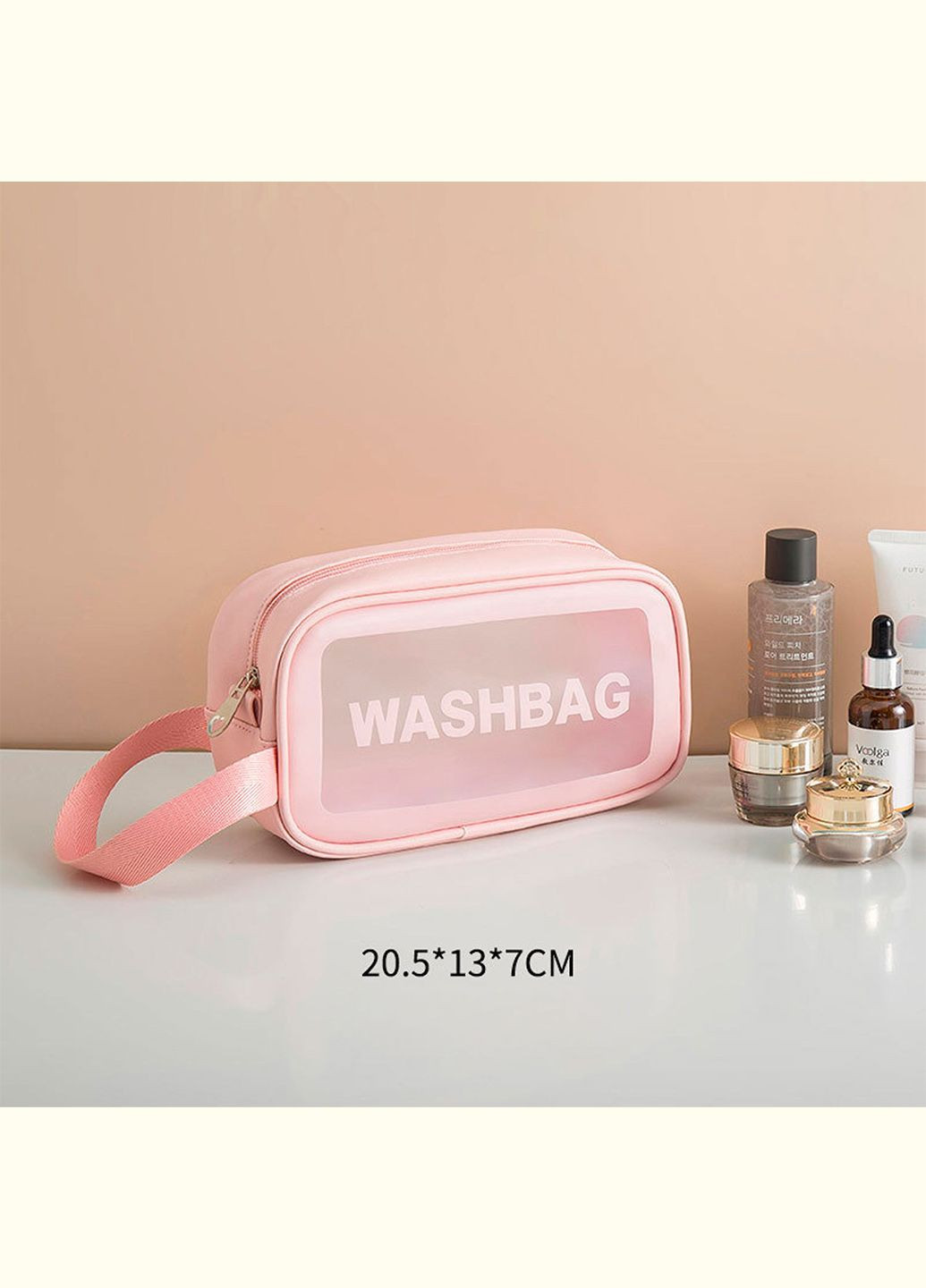 Органайзер-сумка LoveYouHome прозрачная для спорта и путешествий 20,5х7х13 см розовая Love You (337094323)
