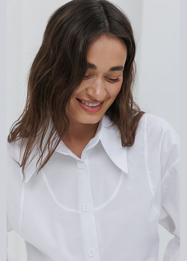 Жіноча вкорочена біла сорочка зі швами спереду Arjen (289787531)