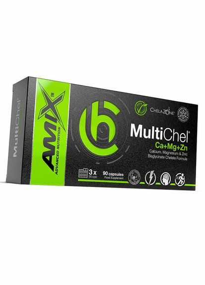 Кальцій Магній Цинк у формі хелатів, ChelaZone MultiChel Ca+Mg+Zn, 90капс (36135027) Amix Nutrition (297669534)