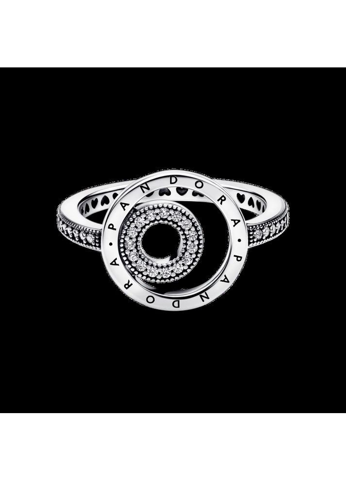 Срібна Каблучка Пандора з логотипом, кільцями та паве 192316C01 Kabluchka (355345243)
