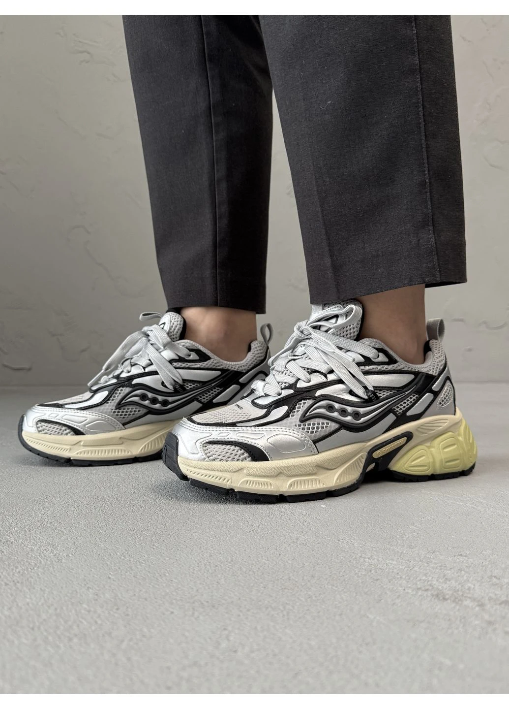 Чорні літні кросівки saucony 2k cavalry silver/black сауконі No Brand
