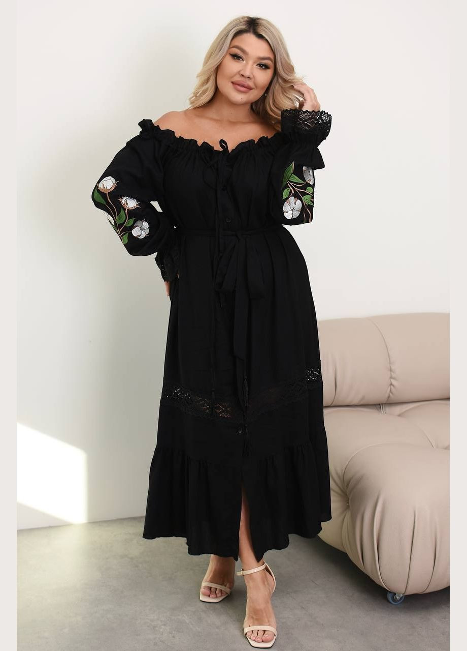 Черное праздничный, вечернее платье Україна однотонное