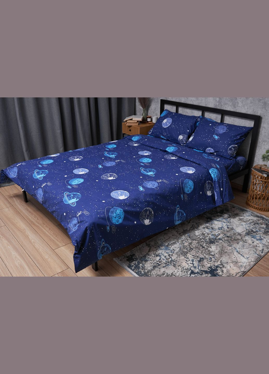 Комплект постельного белья Бязь Gold Люкс «» семейный 143х210х2 наволочки 2х50х70 (MS-820004821) Moon&Star Planets (293147790)