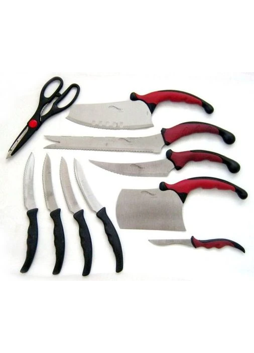 Набір кухонних ножів Pro Knives 13 предметів Contour червоний,