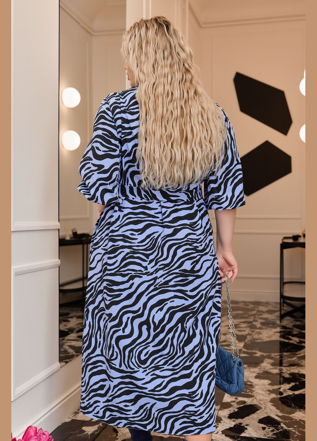 Блакитна кежуал сукня-сорочка а-силует No Brand зебра