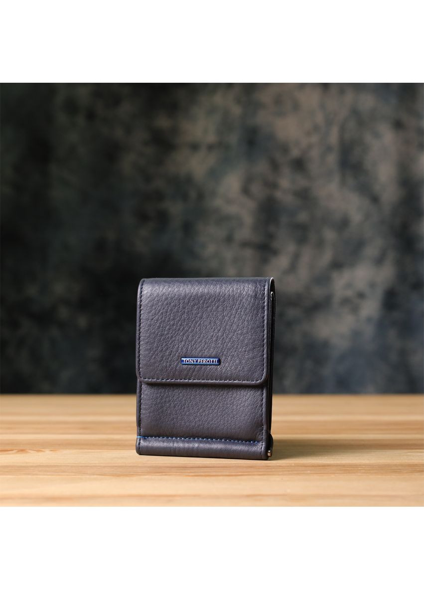 Вертикальний чоловічий затискач із зернистої натуральної шкіри 20862_1 (3595 navy) Tony Perotti (362046802)