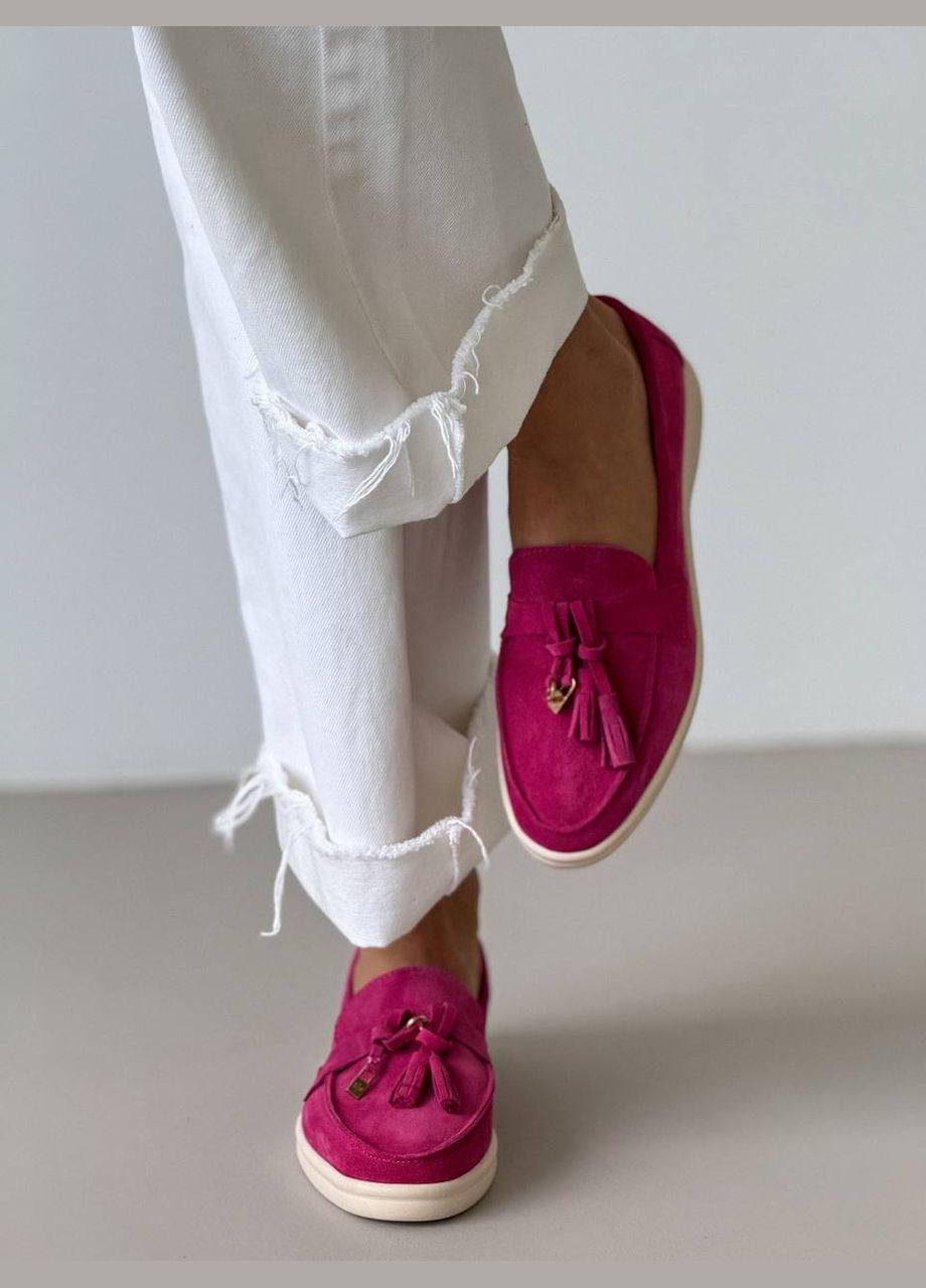 No Brand Стильні жіночі лофери лофери малиновий з натуральна замша, — демісезон (301126800)