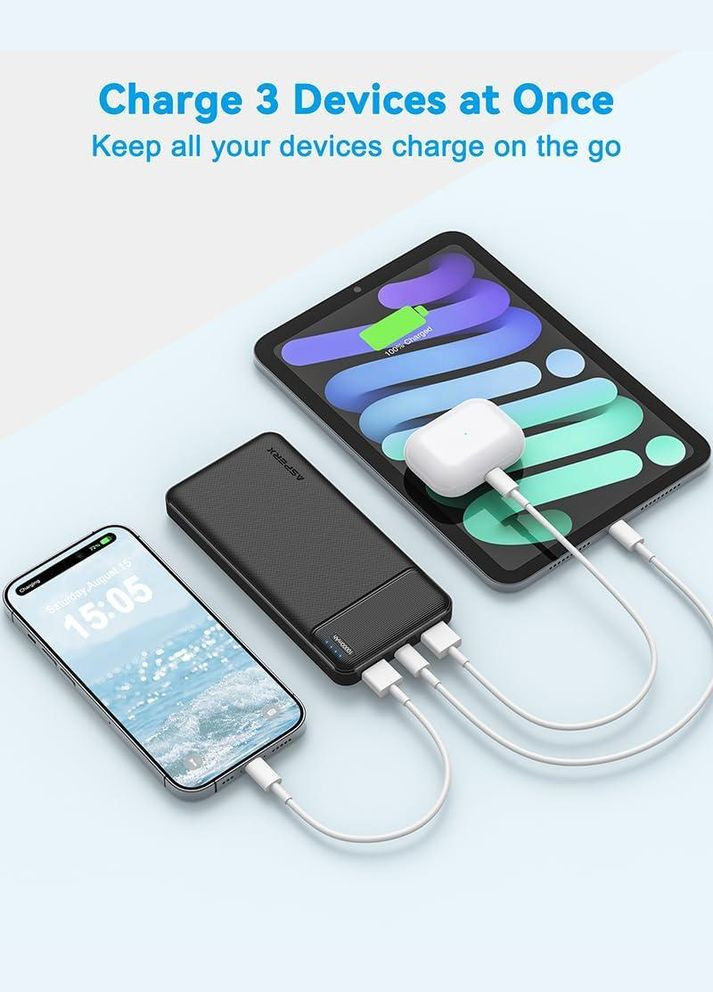 Набор Power Bank USB C с быстрой зарядкой 10000mAh 2 шт Черный с белым No Brand (316456066)