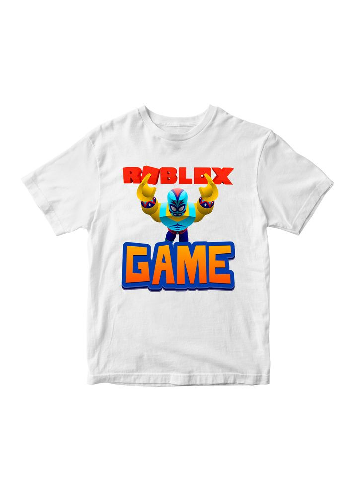 Белая демисезонная футболка белая с оригинальным принтом онлан игры roblox "game. игра. roblox. роблокс" Кавун футболка
