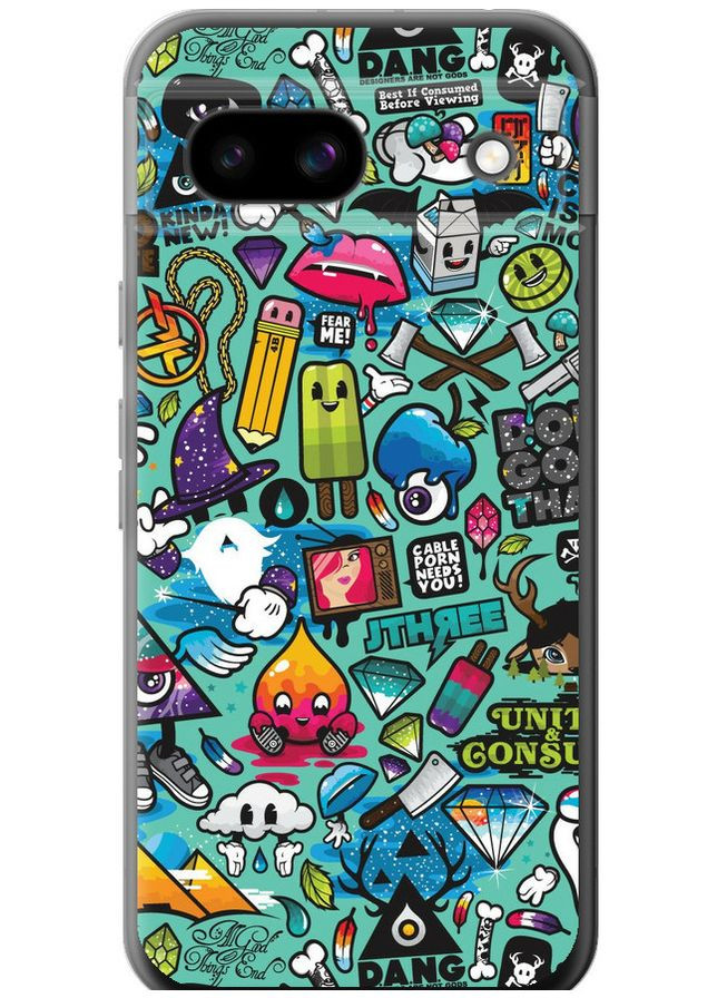 Силиконовый чехол 'Стикер бомбинг 1' для Endorphone Google Pixel 8A (315634768)
