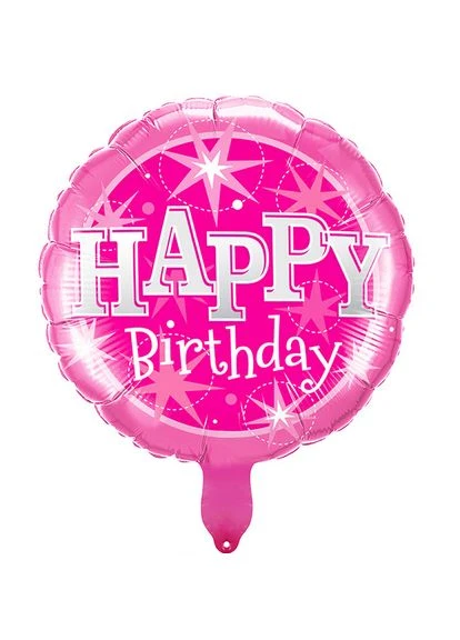 Фольгированный шарик "Happy birthday, розовый", 45 см. No Brand (381100115)