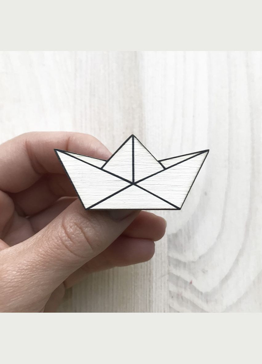 Значок из дерева "Кораблик оригами" Cozy-Up (291162265)