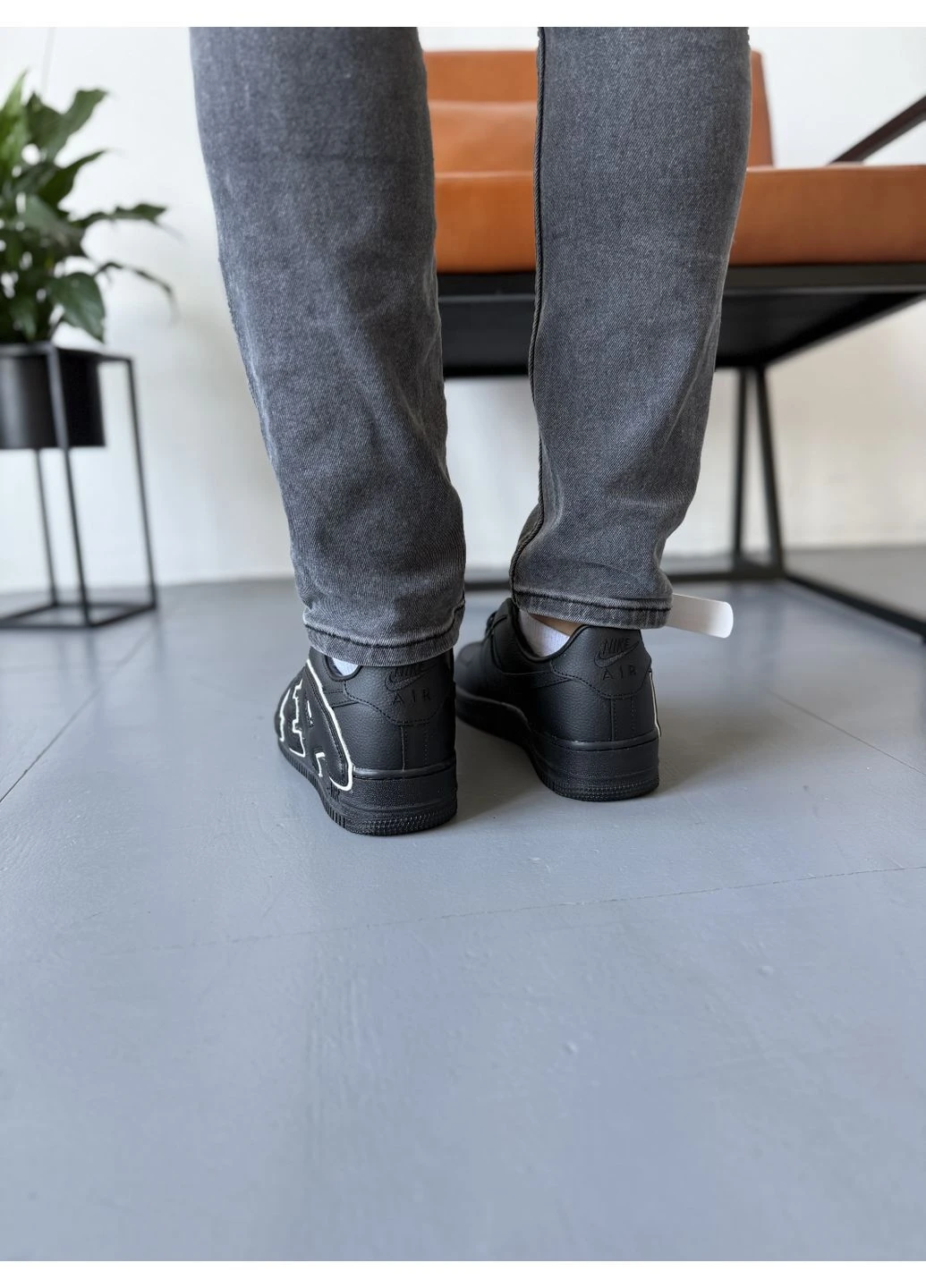 Черные демисезонные кроссовки мужские nike air force 1 low cactus plant flea black найк аир форс 1 черные No Brand
