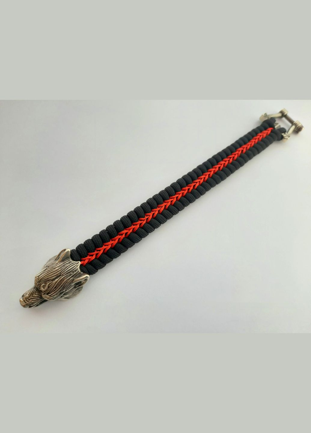 Браслет Вовк з паракорду і мельхіору плетіння Змійка з обплетенням + брелок в подарунок No Brand (341739023)