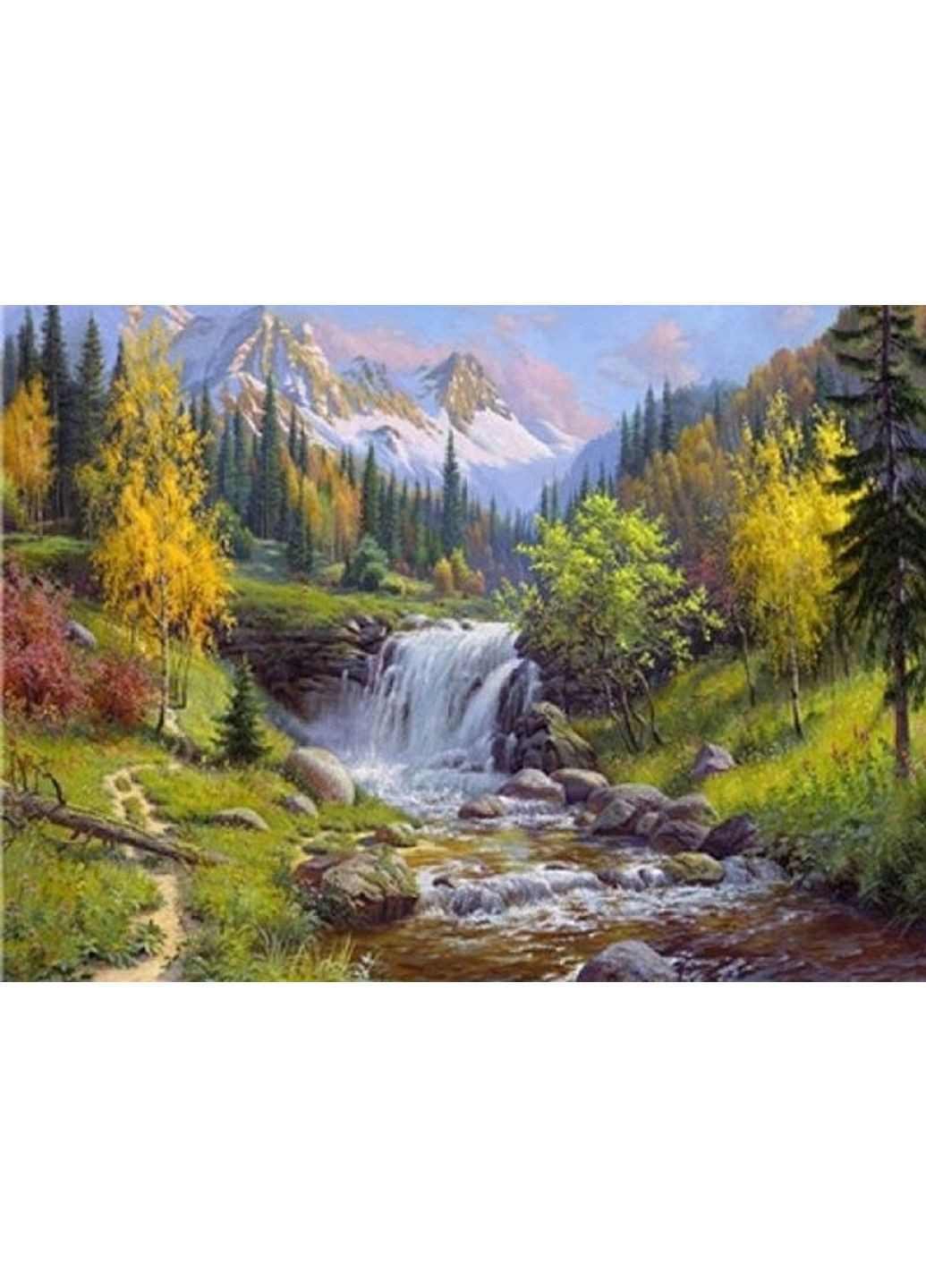 Алмазная мозаика вышивка Живописный горный водопад природа лес на подрамнике полная 30х40 No Brand (332208510)