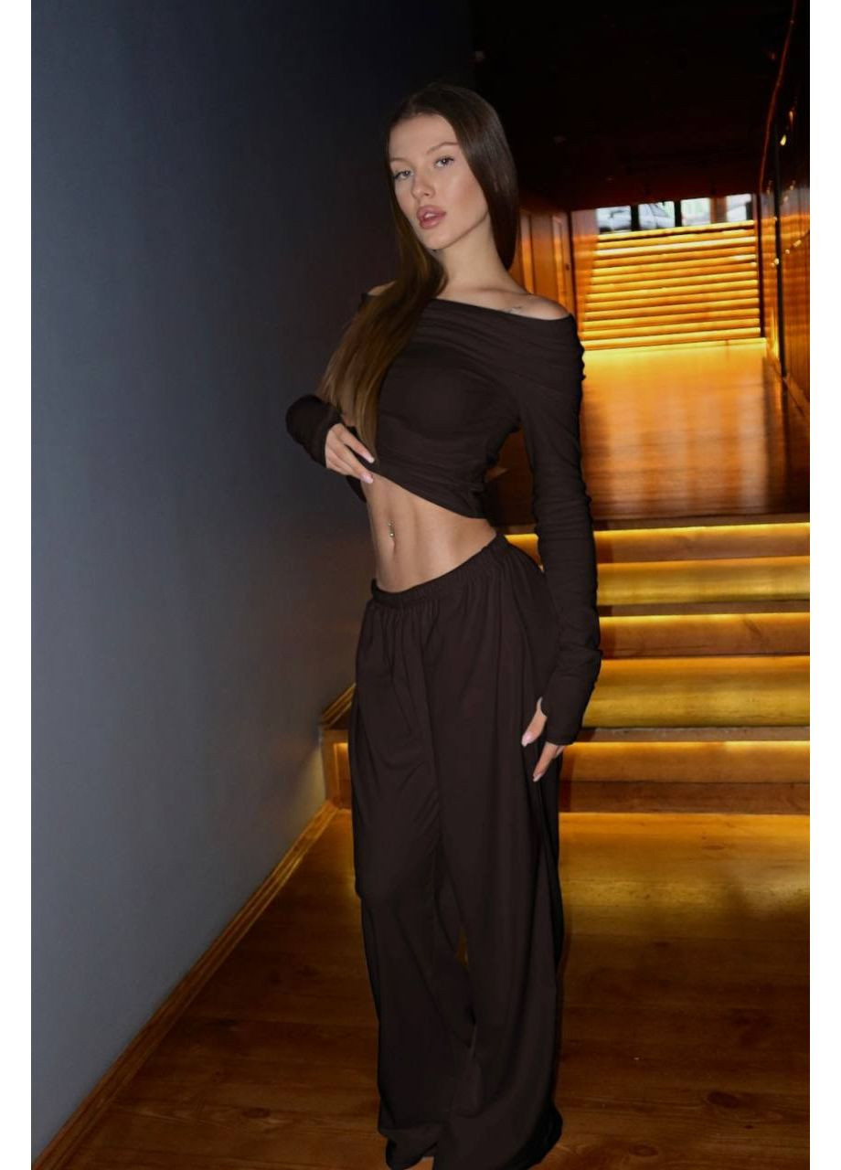 Костюм з кашемірового трикотажу: лонг + палаццо (заміри в описі) DK/DL Мода без кордонів (362188962)