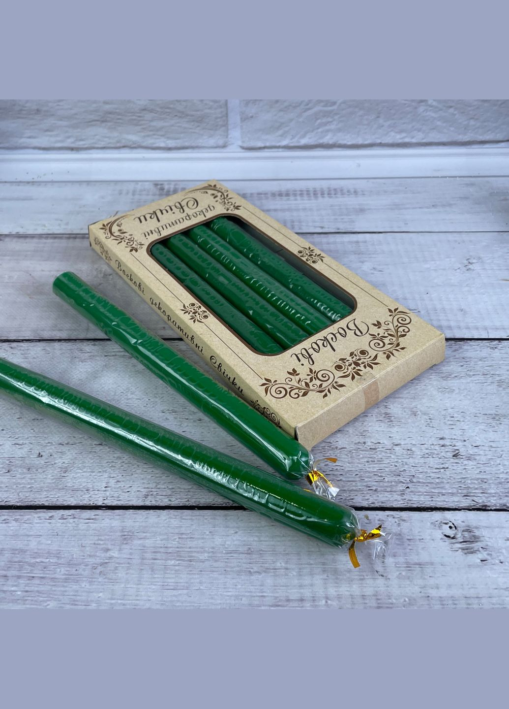 Зелені воскові свічки 25 см Упаковка (6 свічок) 5Candles (322347024)