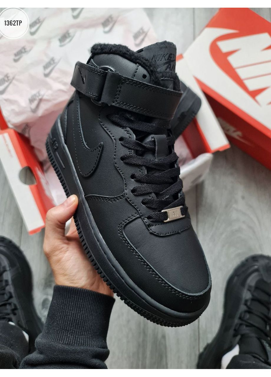 Черные демисезонные кроссовки мужские nike air force hight black найк аир форс 1 премиум No Brand