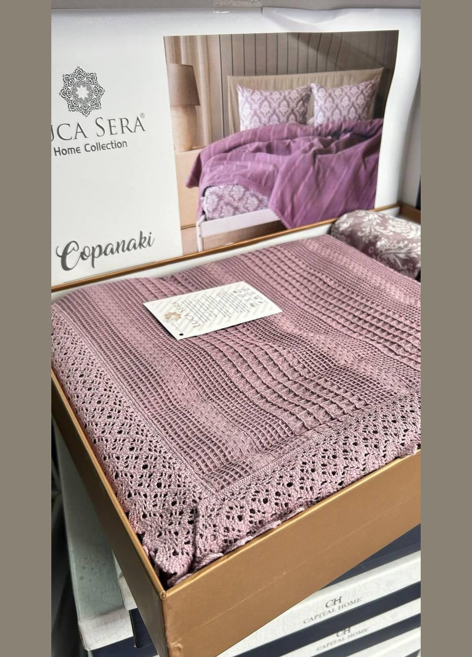 Постільна білизна з піке бавовна євро Бузковий (П4К-postel-pike-001-04) No Brand (308754982)