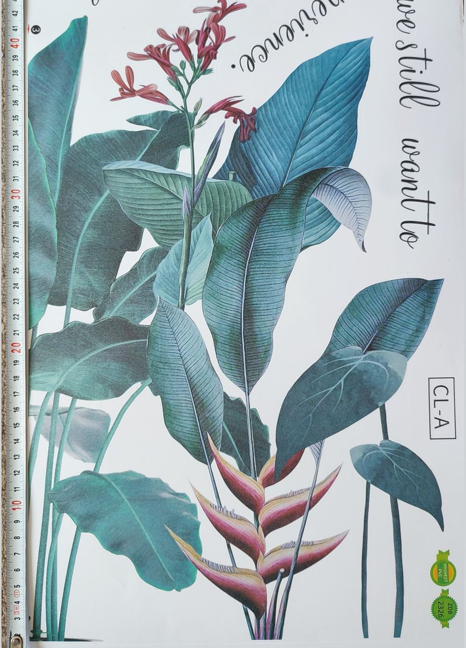 Вінілові наклейки на стіну Зелене листя квіти (лист 60 х 90 см) Б83-29 No Brand (302242169)