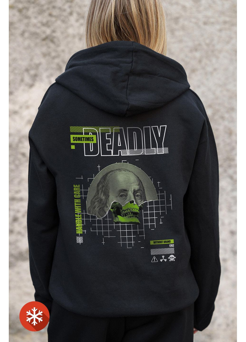 Женское Утепленное Зип Худи На Флисе Зипер С Принтом Deadly Kane Black Without (372520058)