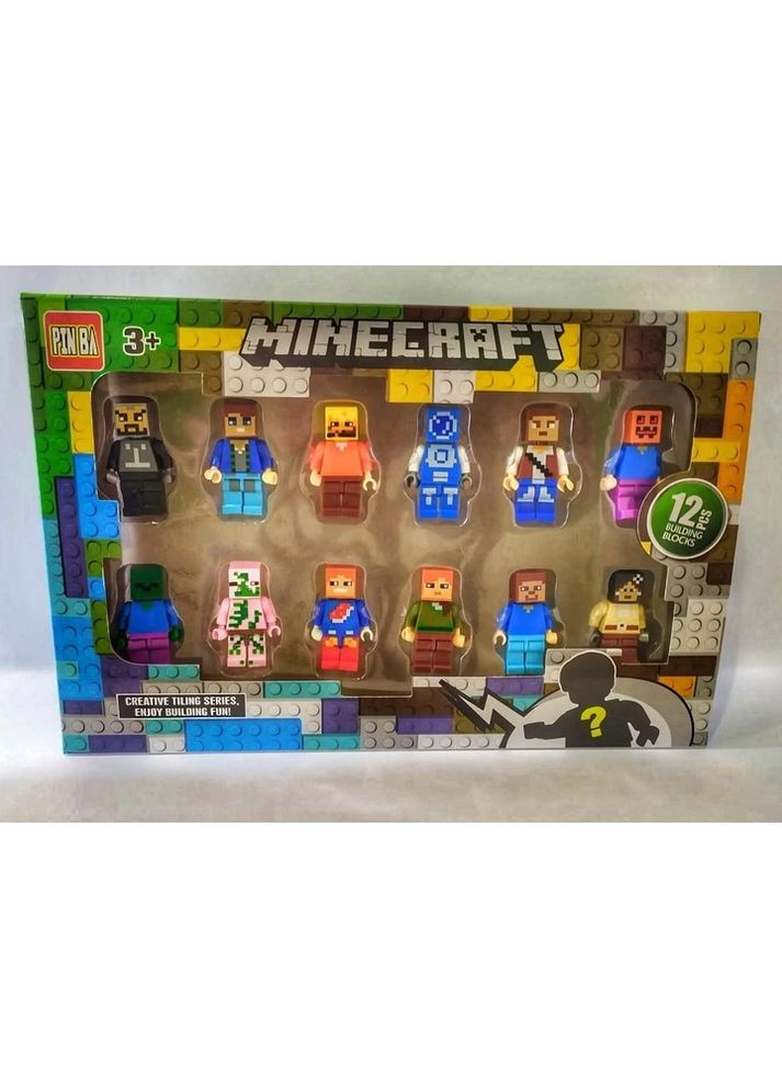 Комплект фигурок Майнкрафт 12 штук, набор фигурок героев игр, движущихся с оружием. No Brand (361669614)
