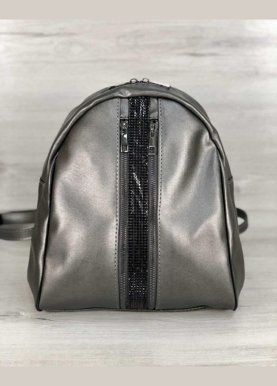 Сріблястий шкіряний рюкзак зі стразами «Юна» для дівчат повсякденний WeLassie (298921090)