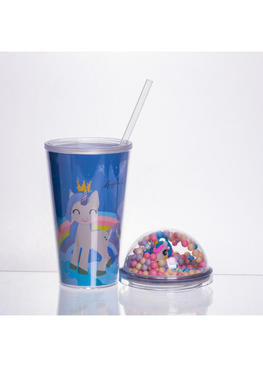 Пластиковый стакан с трубочкой и крышкой 400 мл для смузи и соков многоразовый контейнер для напитков Yiwu (370432780)