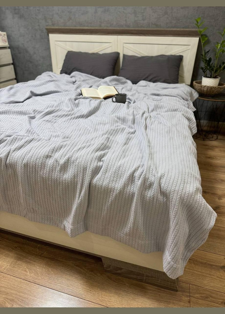 Плед косичка пике легкий Серый Евро (ВЕ2200В03) No Brand (308754535)