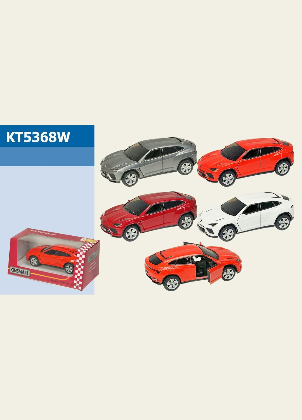 Игрушка машина металл Lamborghini Urus KINSMART KT5368W в ассортименте 4 цвета No Brand (362422476)
