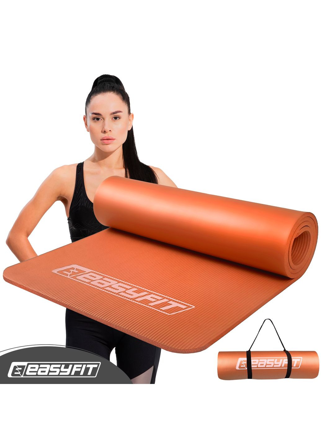 Килимок для фітнесу та йоги NBR 10 мм Помаранчевий (A-022144) EasyFit (322858664)
