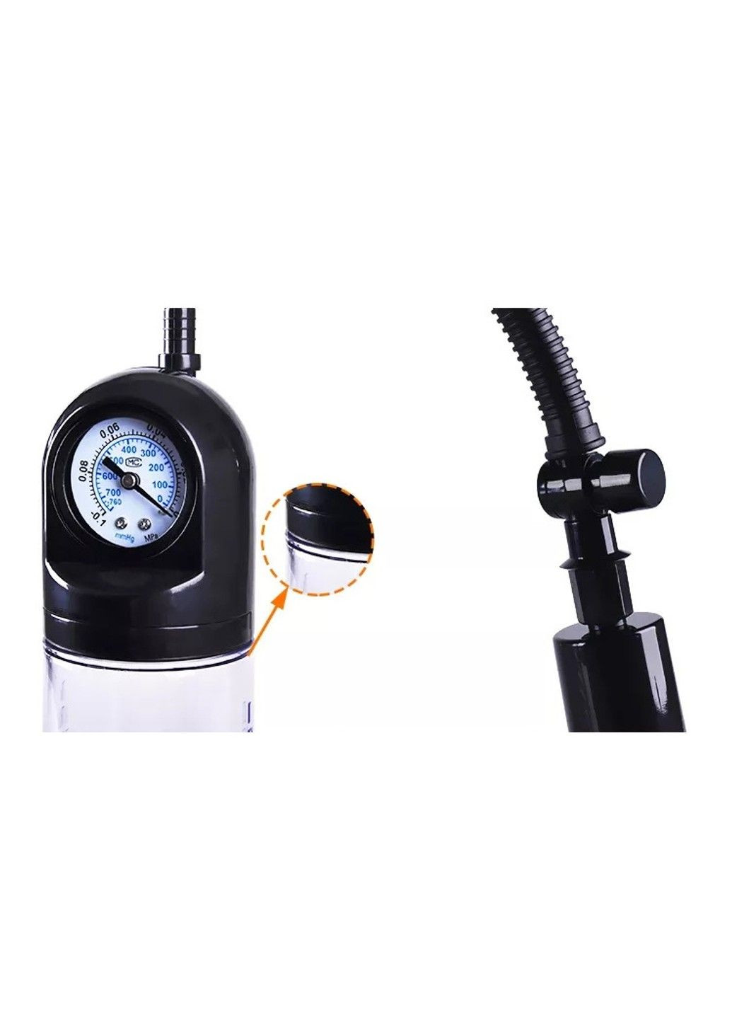 Механическая вакуумная помпа с грушей и манометром для увеличения и тренировки полового члена YEAIN (284278512)