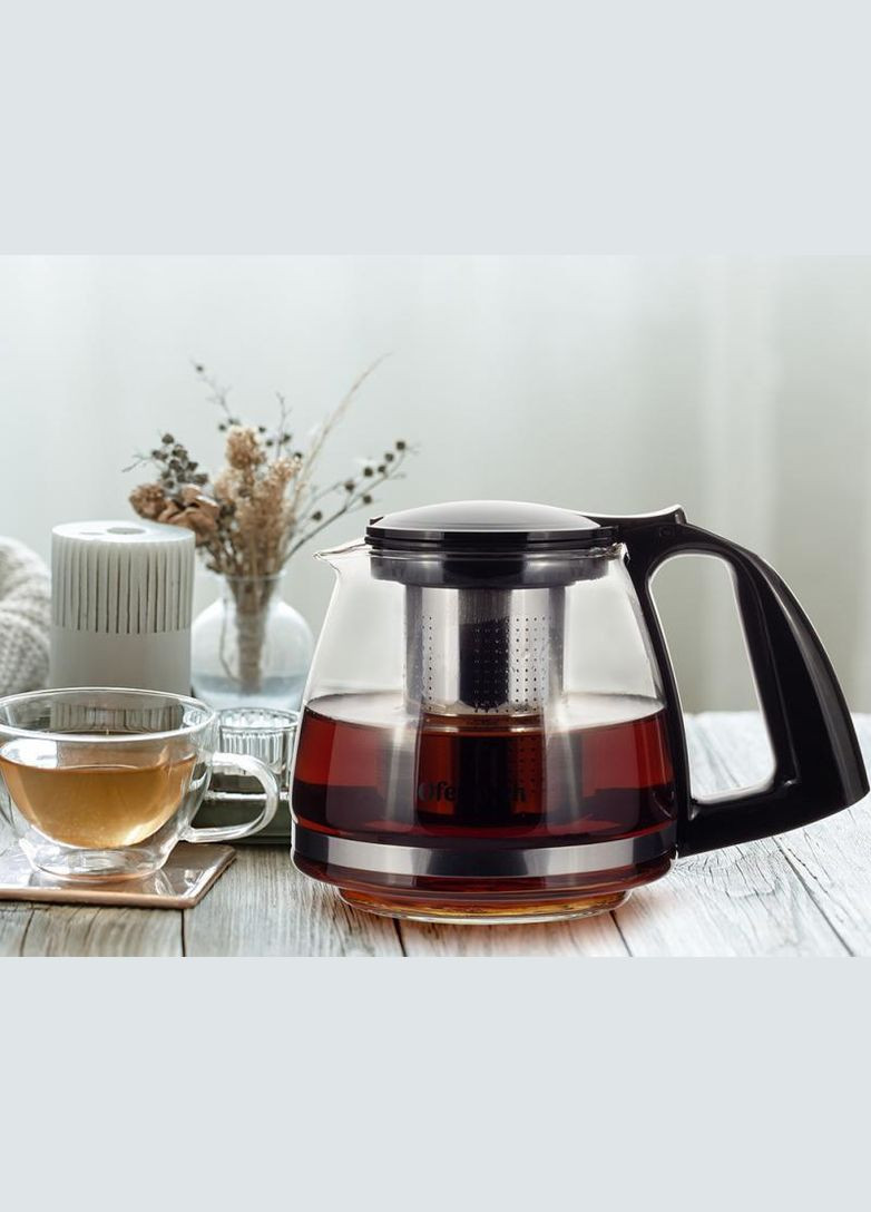 Чайник скляний заварювальний 750мл зі знімним ситечком (0614s) Ofenbach (330136967)