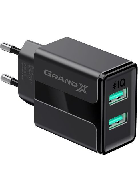 Зарядний пристрій (CH-15B) Grand-X 5V 2,4A USB Black (268145295)