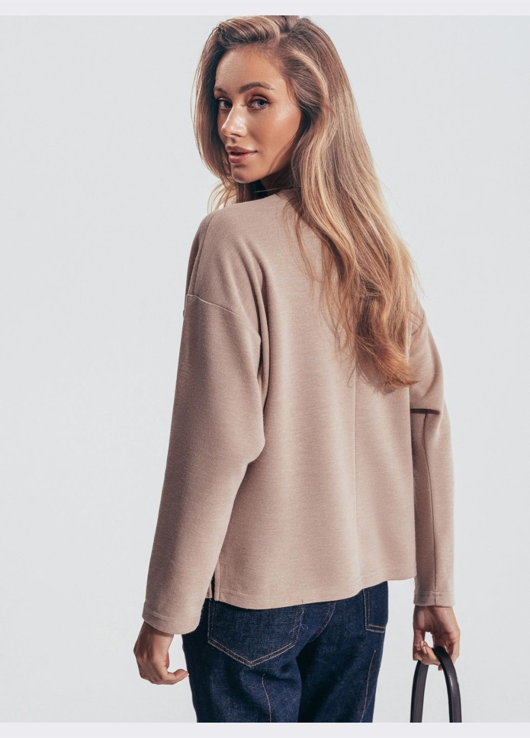 Бежевый демисезонный джемпер бежевого цвета с рукавом летучая мышь Dressa