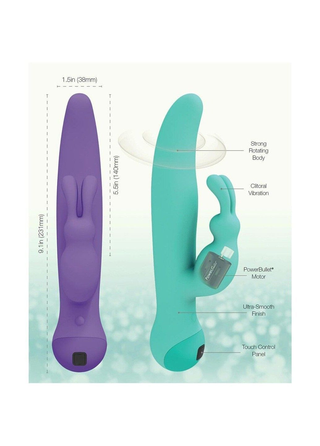 Вібратор-кролик з сенсорним управлінням і ротацією Touch by - Duo Purple, глибока вібрація Swan (366569980)