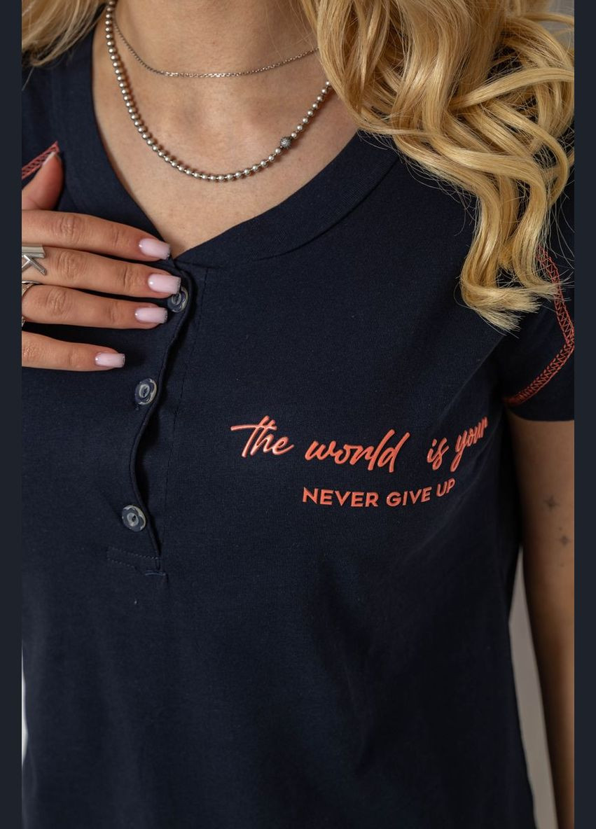 Синяя всесезон пижама женская с принтом, Andi