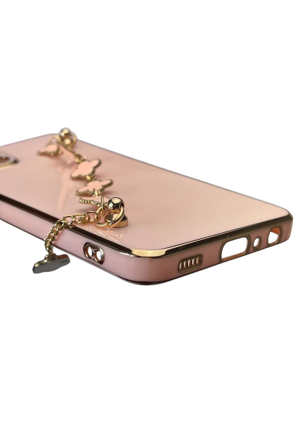 Чехол для телефона Galaxy M32 4G (SM-M325F) женский с ремешком с украшениями и золотой окантовкой на M32 пудровый gs1 Samsung (366233023)