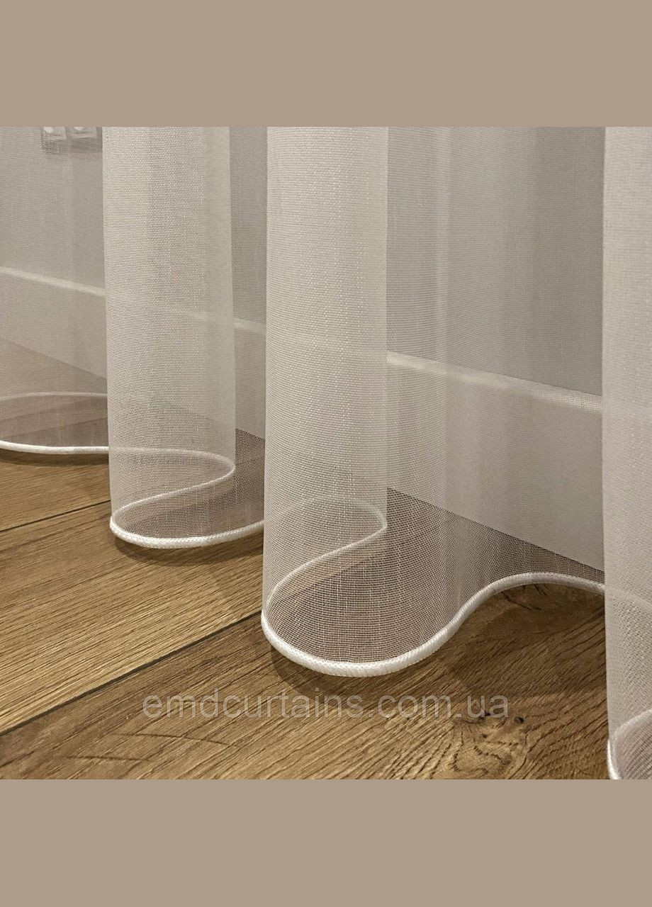 Комплект штори 2 шт. з підхватами 180х250 см мікровелюр Сірий, тюль бамбук 300 см Тепло-білий No Brand (337354373)