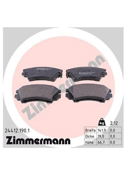 Комплект гальмівних колодок 24412.190.1 ZIMMERMANN (386309601)