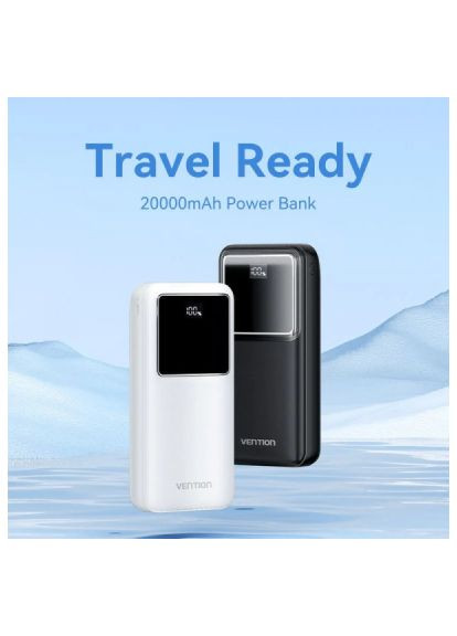 Батарея універсальна (FHLW0) Vention 20000mAh 22.5W 3A, PD, QC/3.0, LED Display, White (371772287)