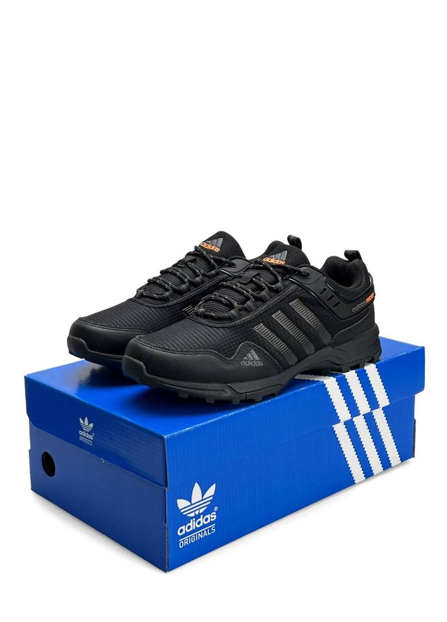 Черные демисезонные кроссовки мужские adidas No Brand Climaproof Black Orange