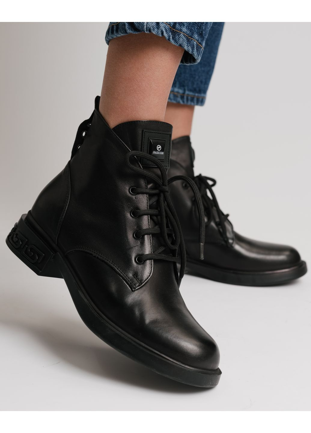 Черевики жіночі чорна шкіра Krula (360405268)