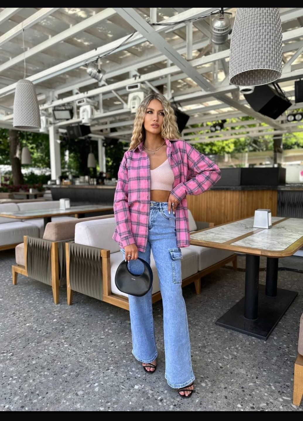 Сорочка в клітину жіноча з довгим рукавом Canvas пряма (296660672)