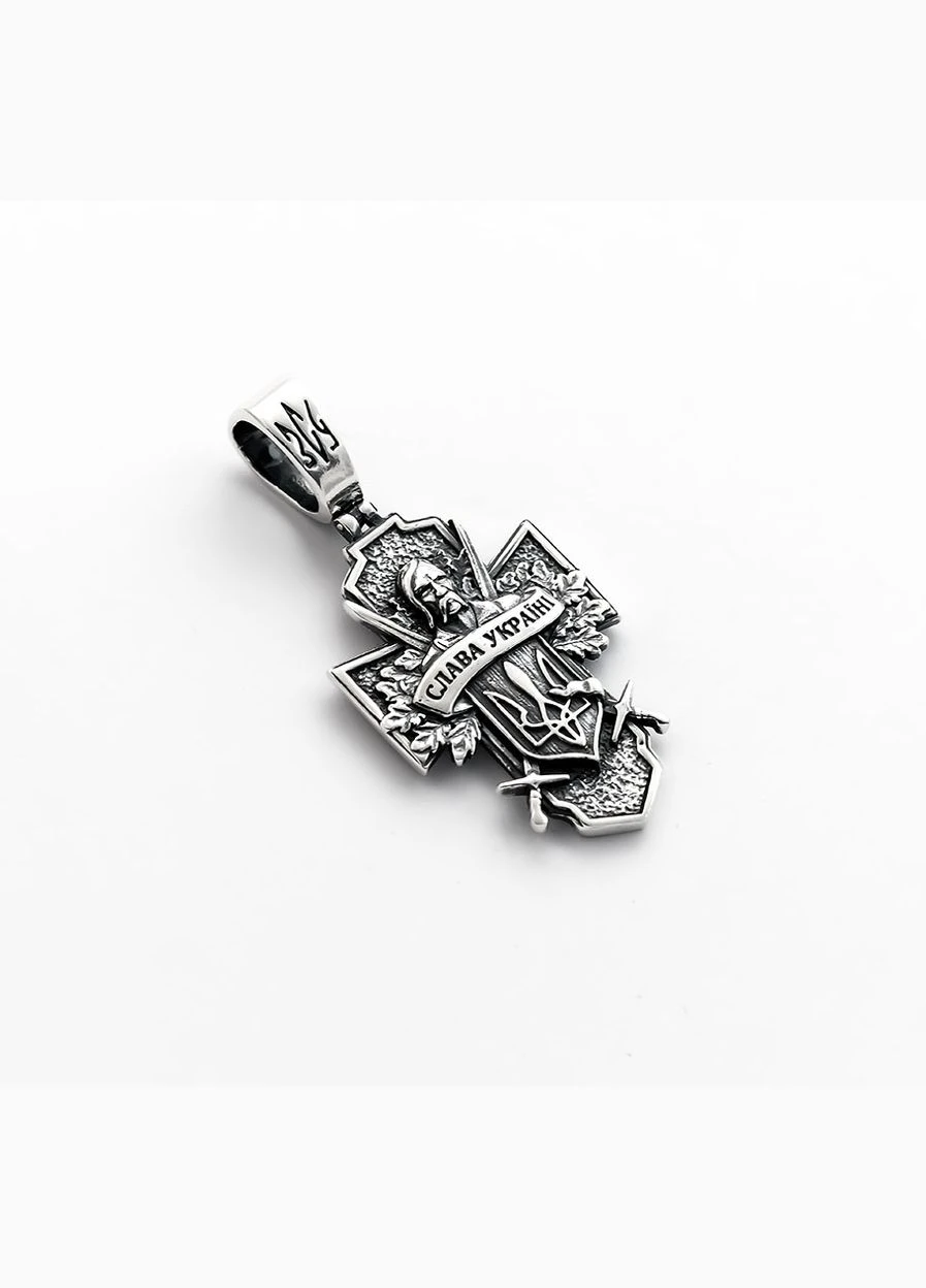Массивный кулон крест Козак 9409 Maxi Silver (337133509)