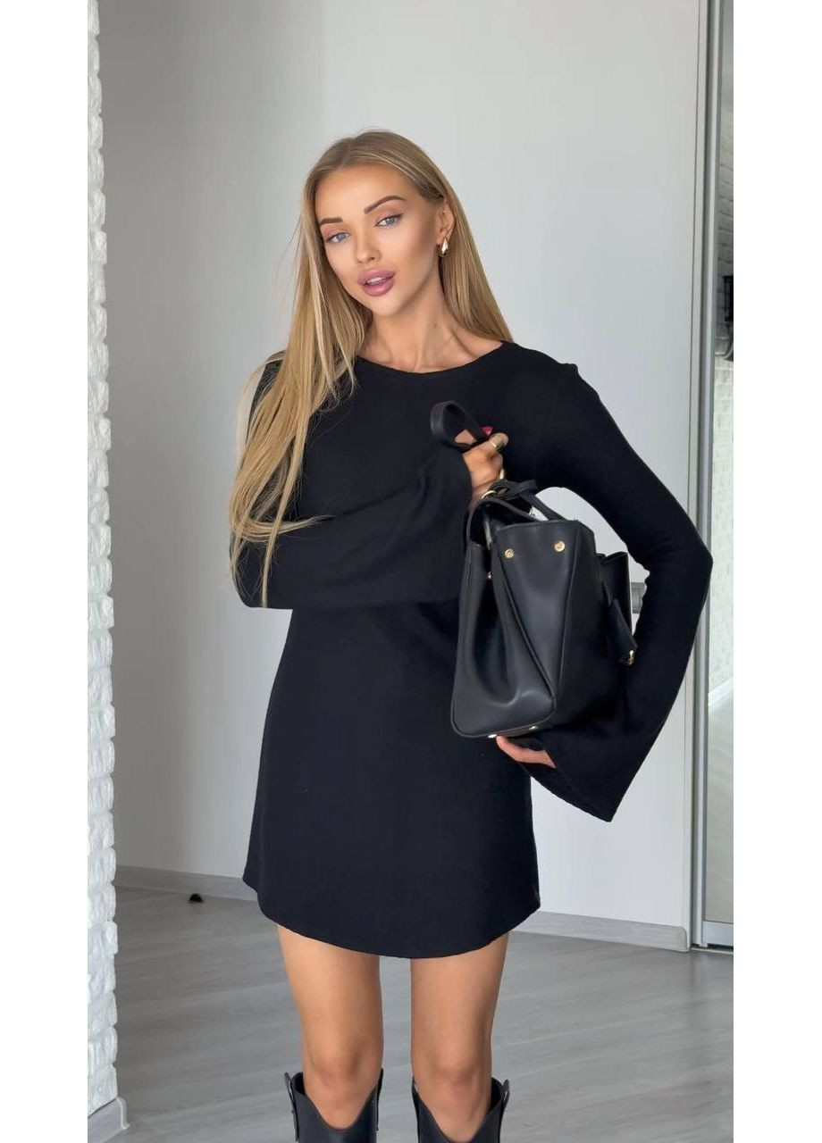 Черное вечернее женское платье длины мини из ангоры MonCher