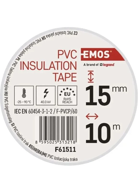 Ізолента PVC 15/10 White (F61511) Emos (394127127)